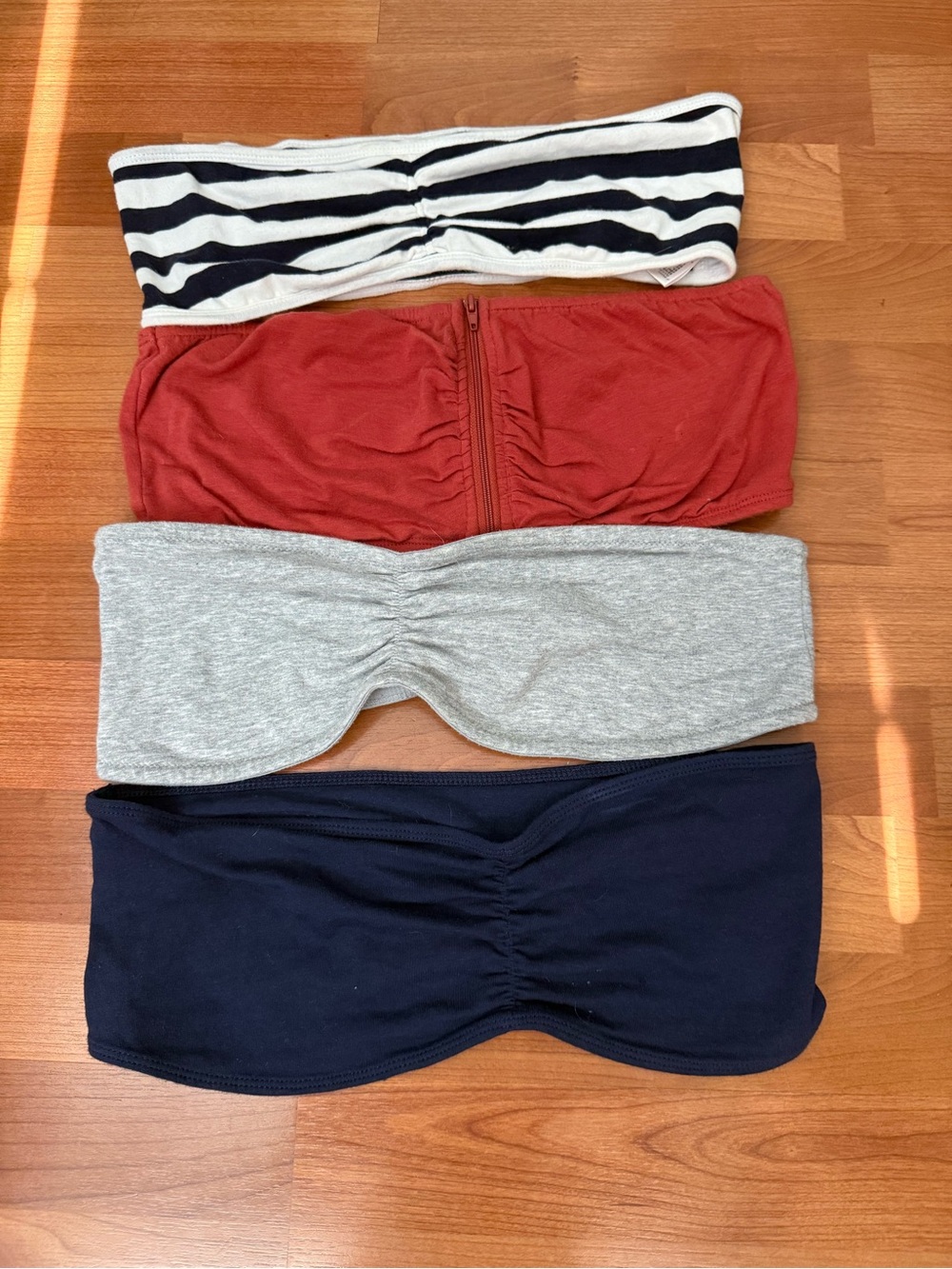 Bundle of Bandeau Tops in Gray, burnt orange , and Navy